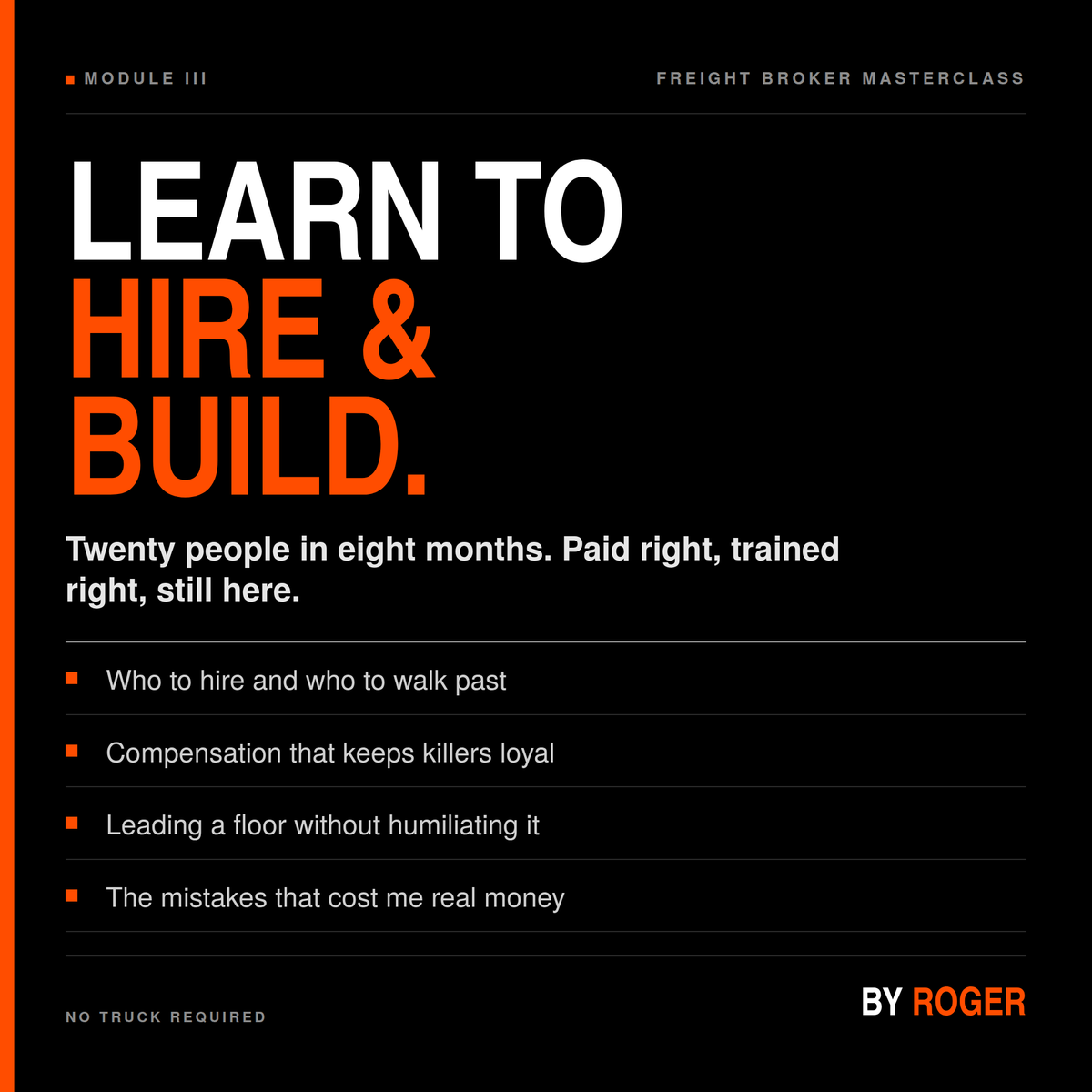 ROGER. FREIGHT BROKER MASTERCLASS